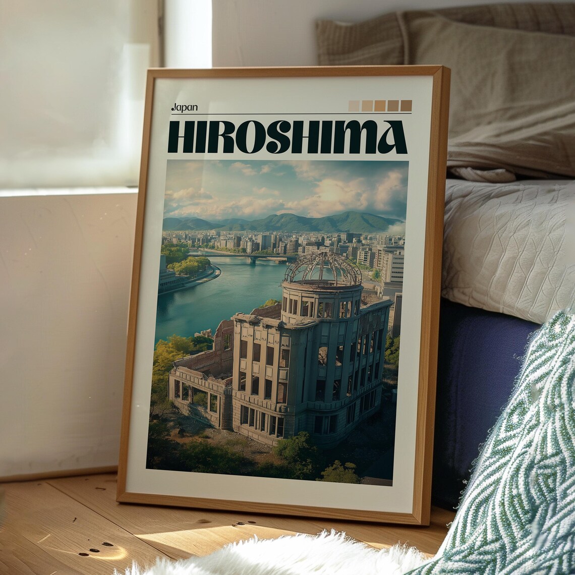 Hiroshima Atomic Bomb Dome River City Japan Vintage Travel Poster - Image 3