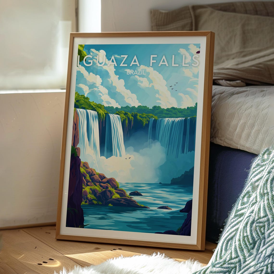 Iguaza Falls Print Iguaza Falls Wall Art Argentina Travel Poster Travel Wall Art Brazil Travel Poster South America Travel Art - Image 2