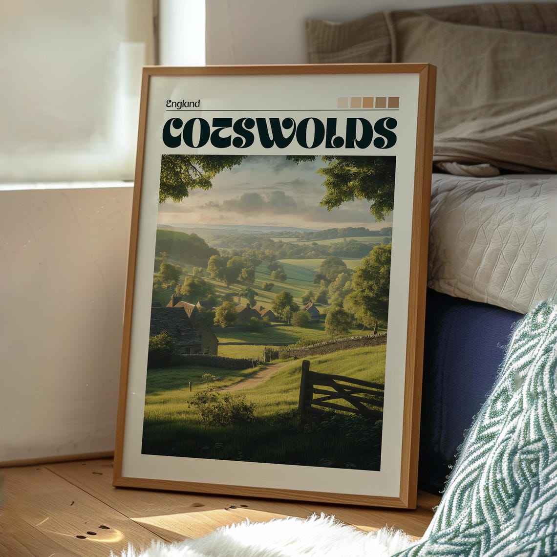 Cotswolds England Rolling Green Hills Country Village Travel Poster - Image 3