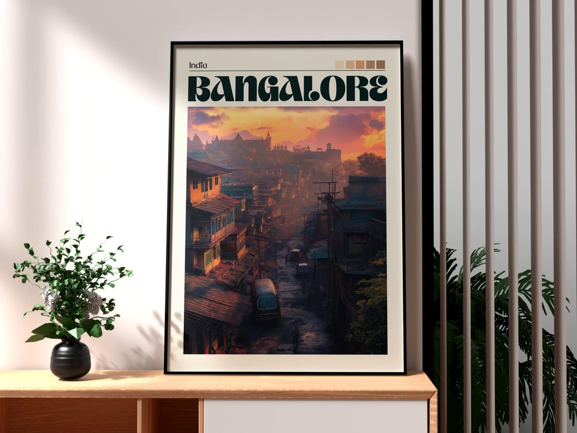 Bangalore Travel Poster, India City Wall Art
