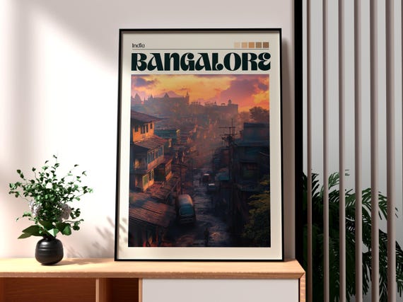 Bangalore Travel Poster, India City Wall Art
