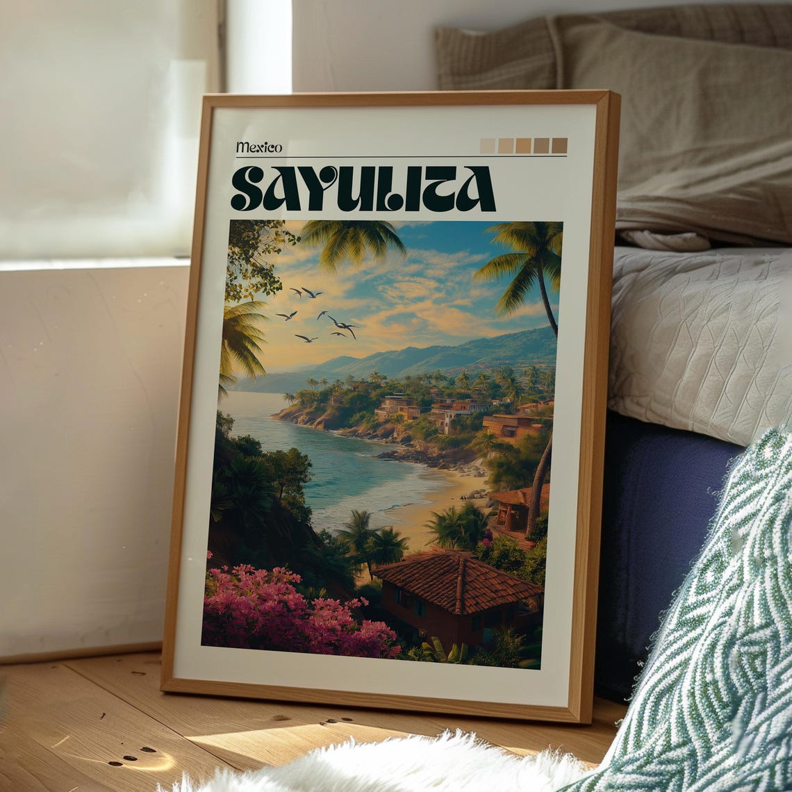 Sayulita Print Mexico Wall Art Beach Poster Travel Surfing - Image 3