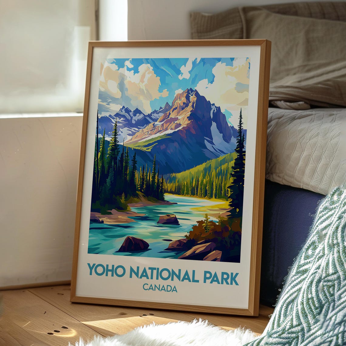 Yoho National Park Canada Rocky Mountain River Vintage Travel Poster - Image 3