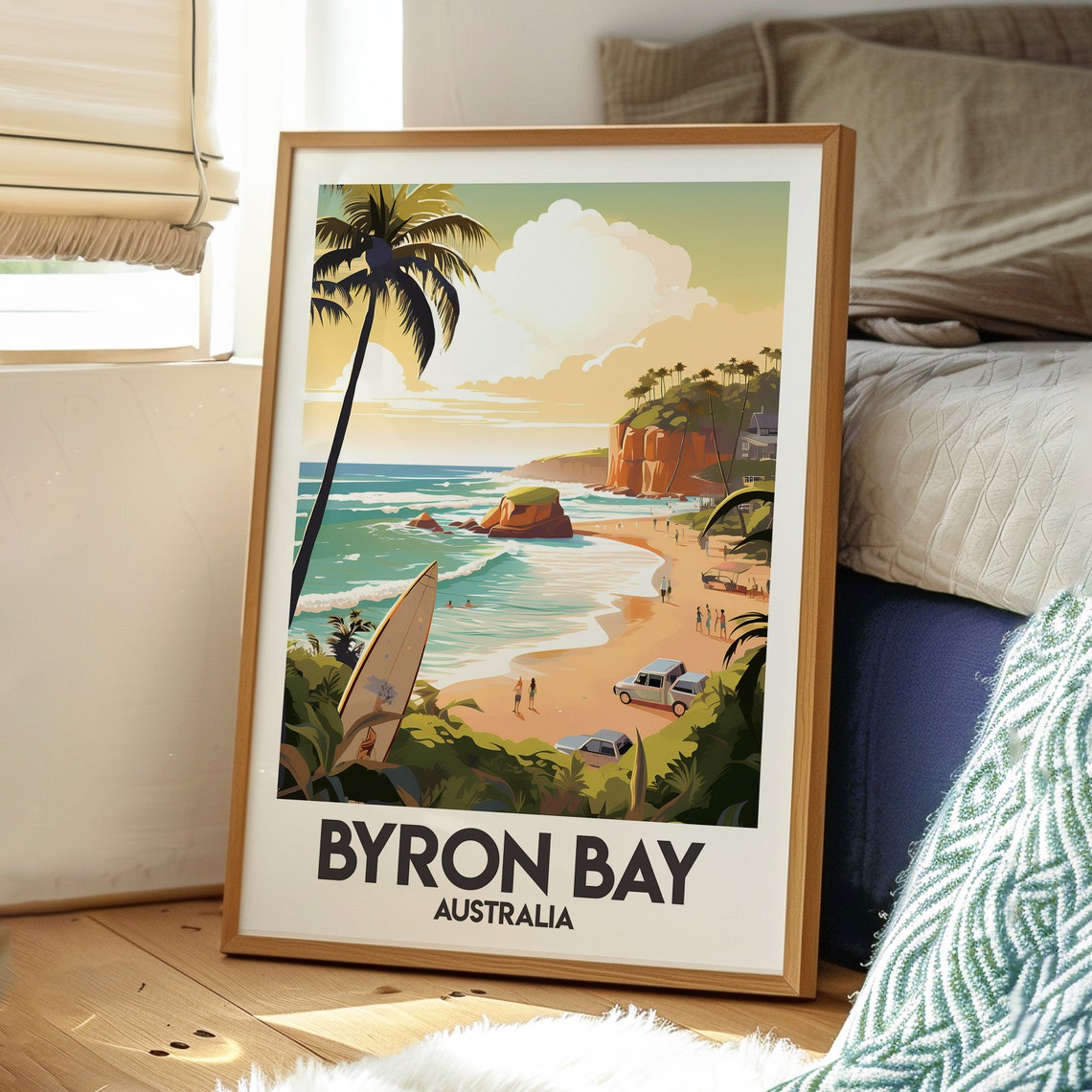 Byron Bay Australia Travel Poster, Beach Surfing - Image 3