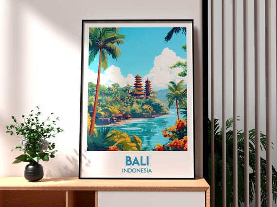 Bali Travel Print Wall Art Rice Fields Poster Backpacking Gift For Traveller Indonesia