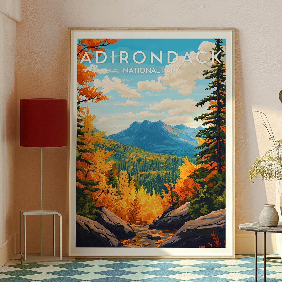 Adirondack National Park Autumn Mountain New York Fall Travel Poster - Image 2