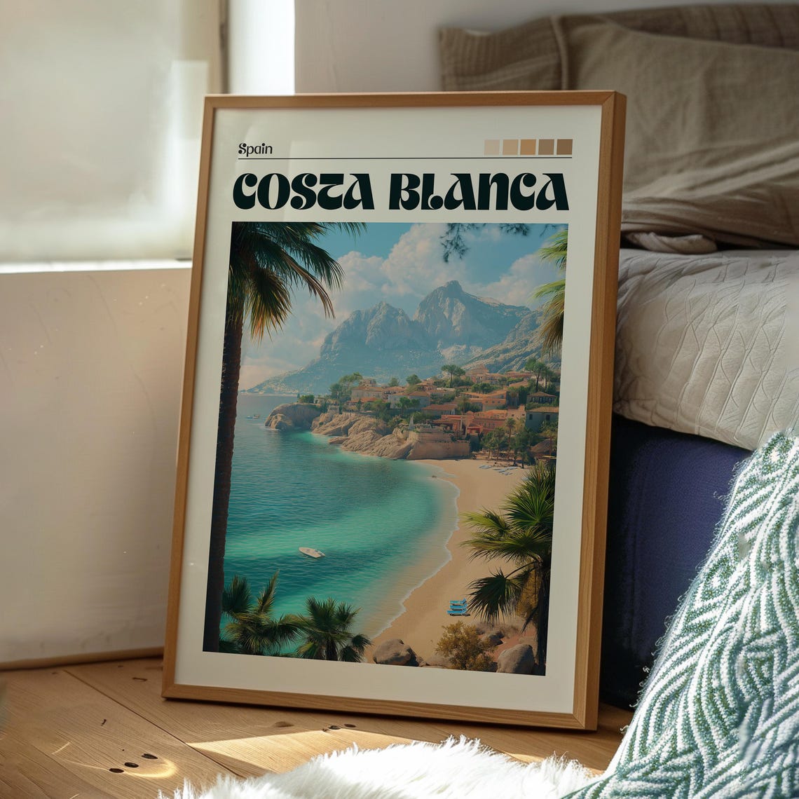 Costa Blanca Spain Mediterranean Beach Palms Cove Travel Poster - Image 3