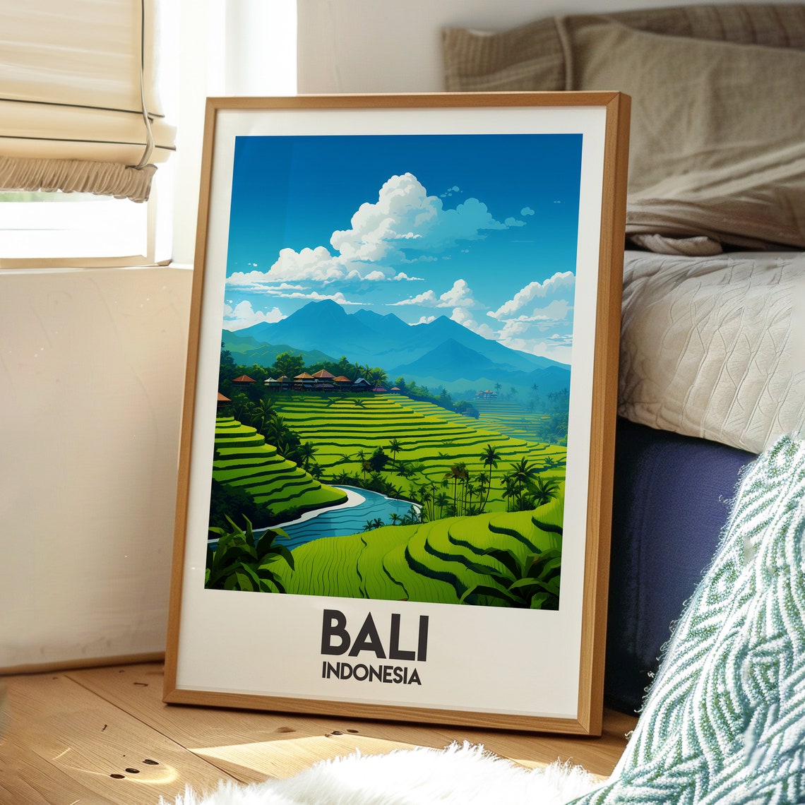 Bali Travel Print Wall Art Ubud Rice Fields Poster Backpacking Gift For Traveller Indonesia - Image 3