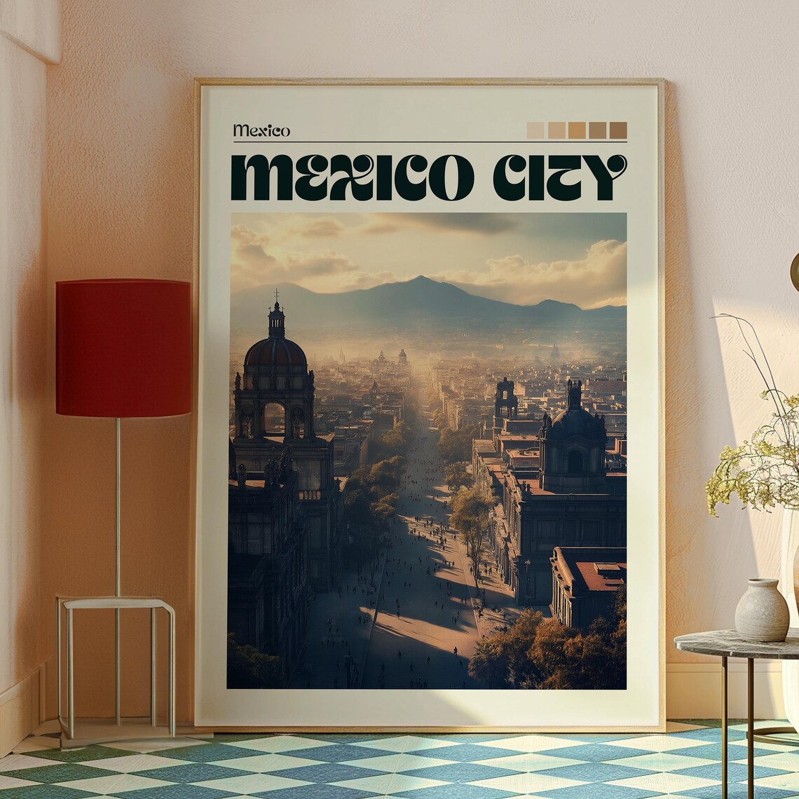 Mexico City Mexico Golden Hour Skyline Retro Vintage Travel Poster - Image 2