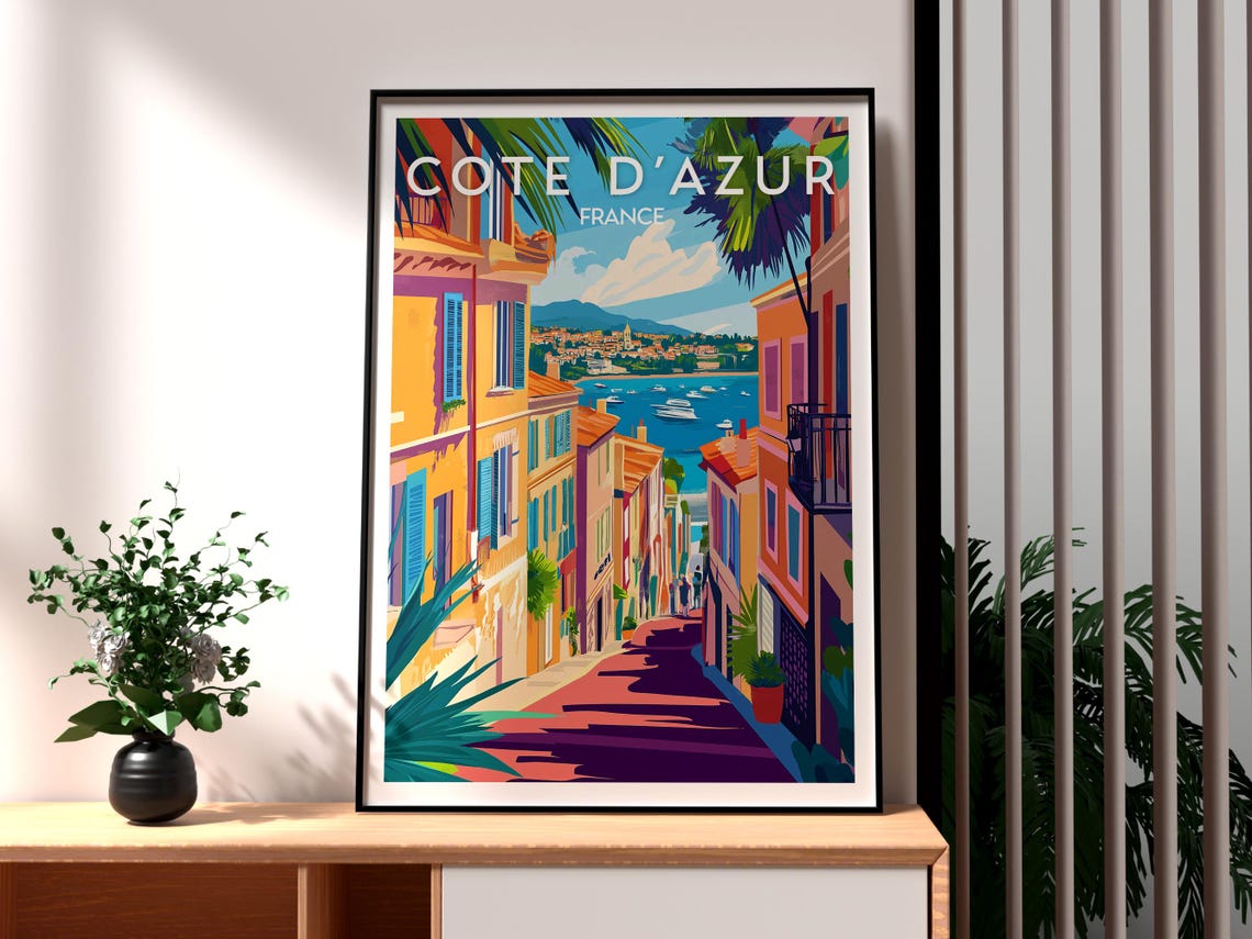 Cote Dazur France Travel Poster, French Riviera