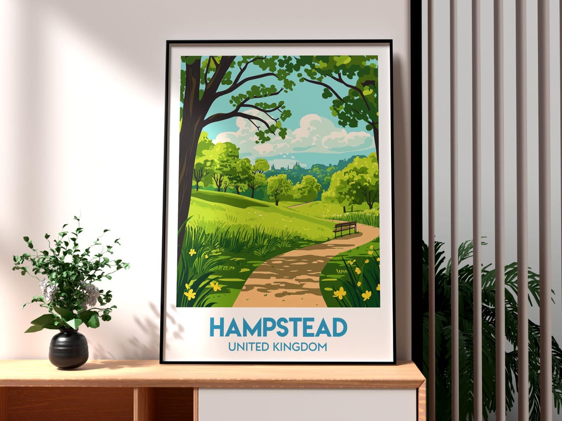 Hampstead Heath London Lush Green Park Path Summer Day Poster