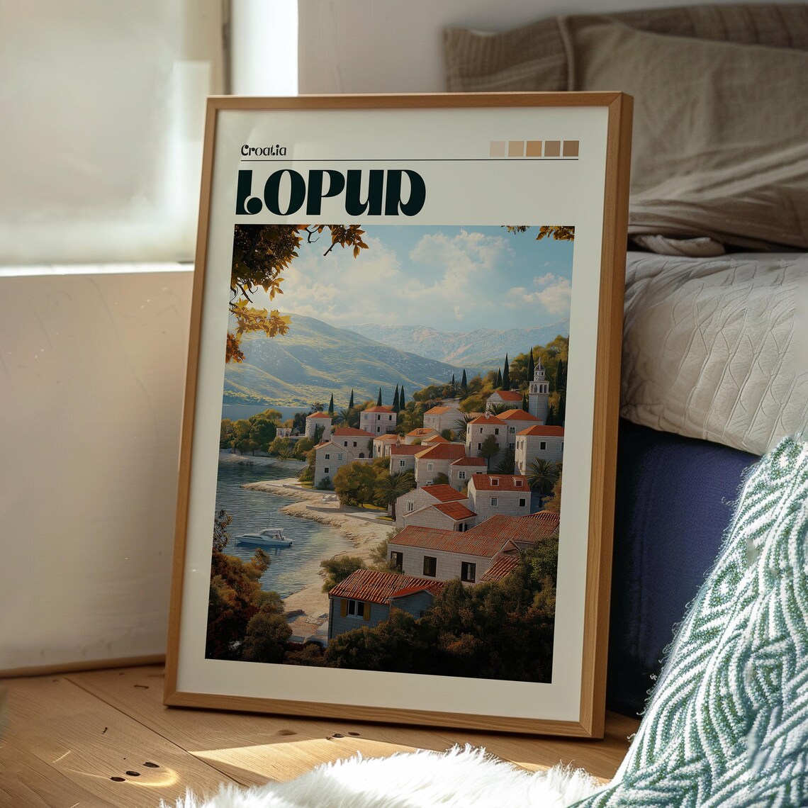Lopud Croatia Island Village Red Roofs Bay Boat Scenic Travel Poster - Image 3