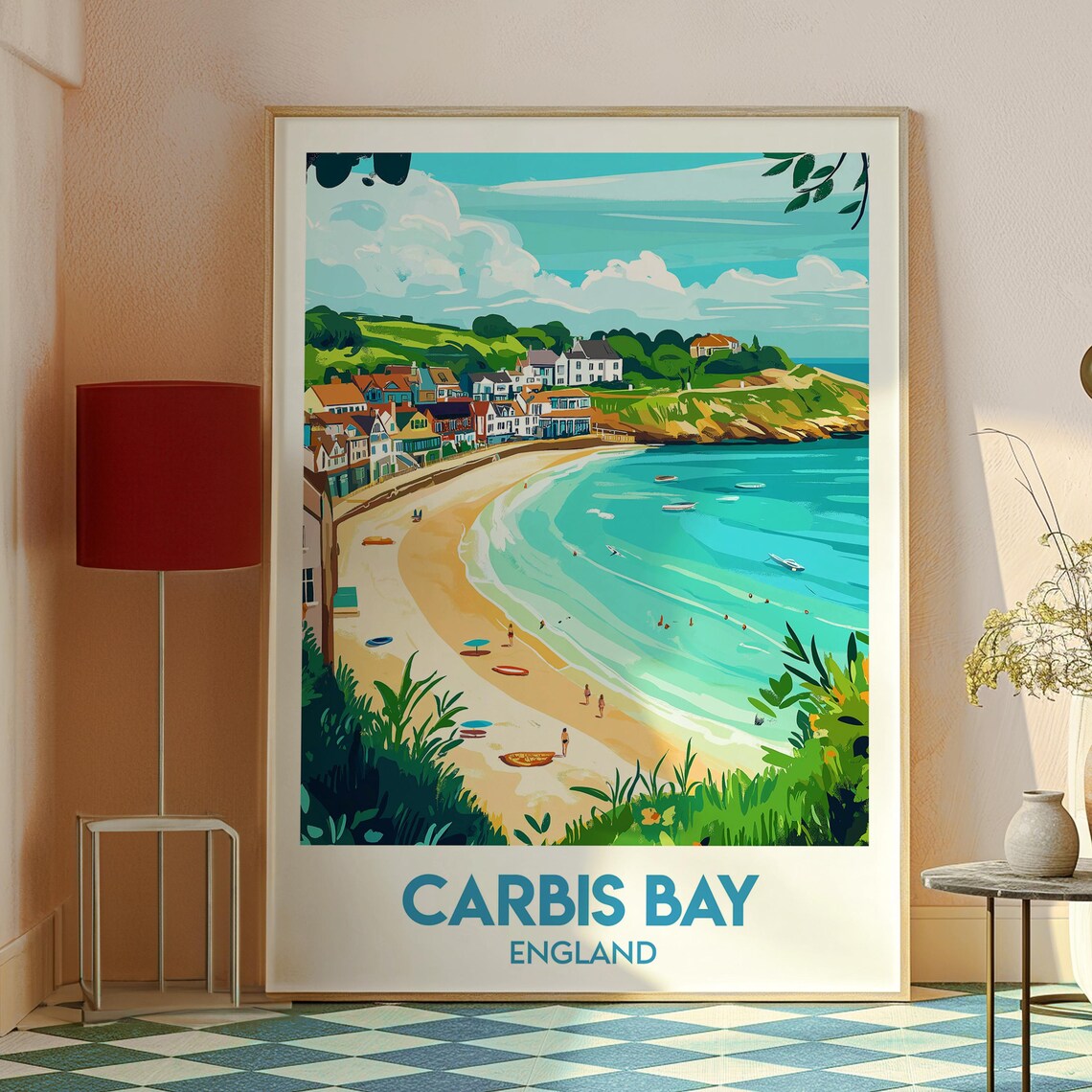 Carbis Bay England Sandy Beach Bay View Coastal Travel Poster - Image 2