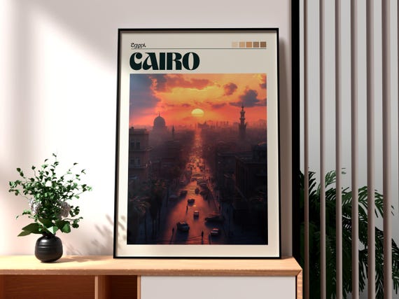 Cairo Poster Egypt Travel The Pyramids Art Print City Wall