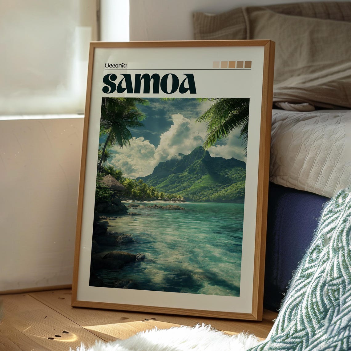 Samoa Oceania Tropical Island Beach Palms Vintage Travel Poster - Image 3