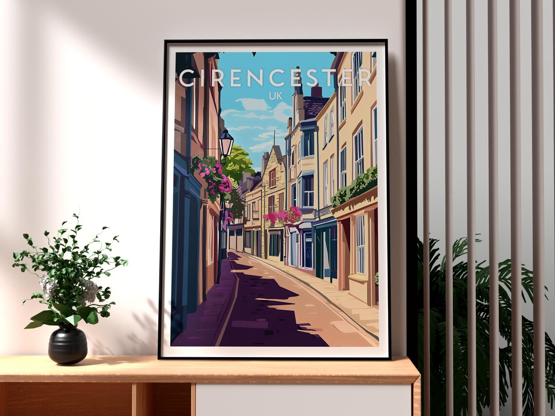 Cirencester UK Charming Cotswolds Market Town Street Flowers Poster - Image 3