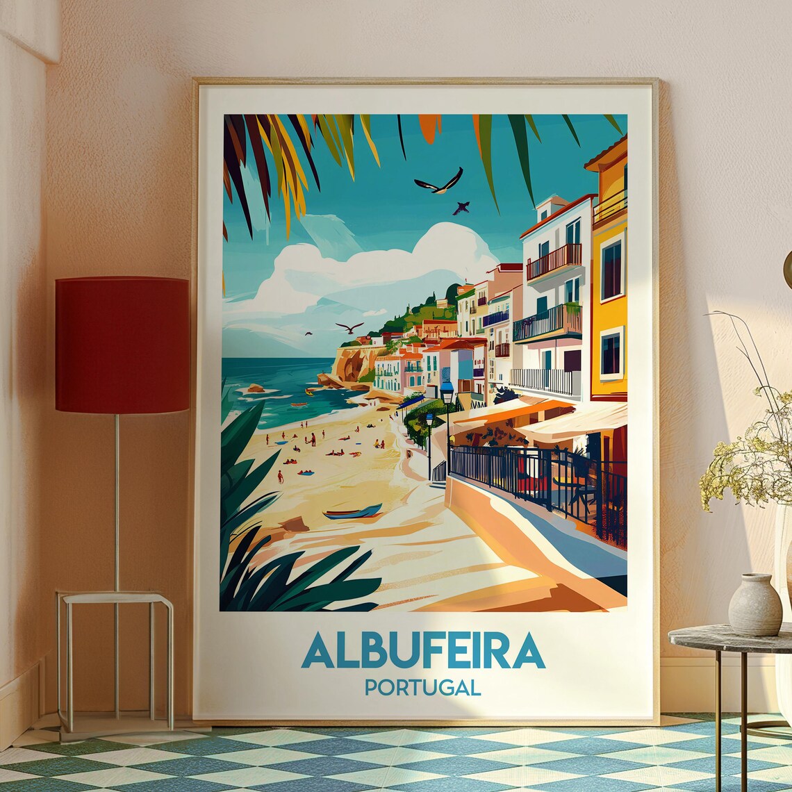 Albufeira Portugal Algarve Beach Cliffs Colorful Old Town Poster - Image 2
