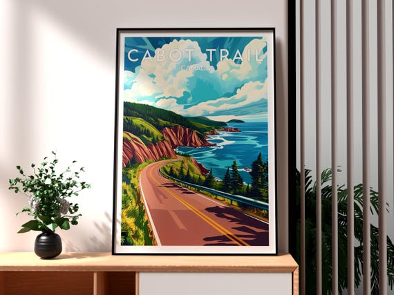 Cabot Trail Print Canada Wall Art Poster Travel Cape Breton Highlands Nova Scotia