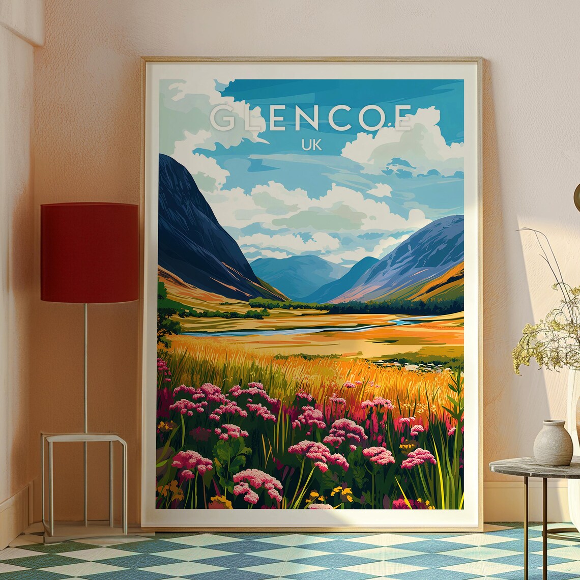 Glencoe Scotland Mountain Valley Wildflowers Highlands Poster - Image 2