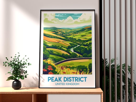 Peak District National Park Rolling Green Hills England Poster