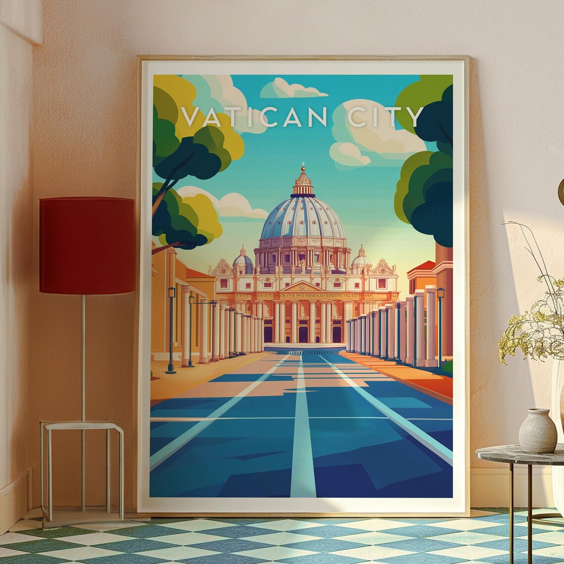 Vatican City St Peters Basilica Square Retro Italian Landmark Poster - Image 2