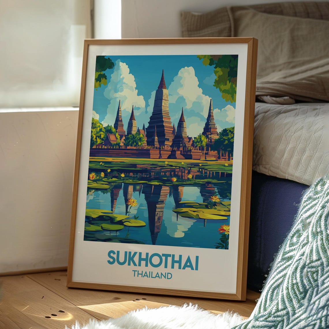 Sukhothai Print Thailand Wall Art Chiang Mai Travel Temples Poster Backpacking Gift For Traveller - Image 3