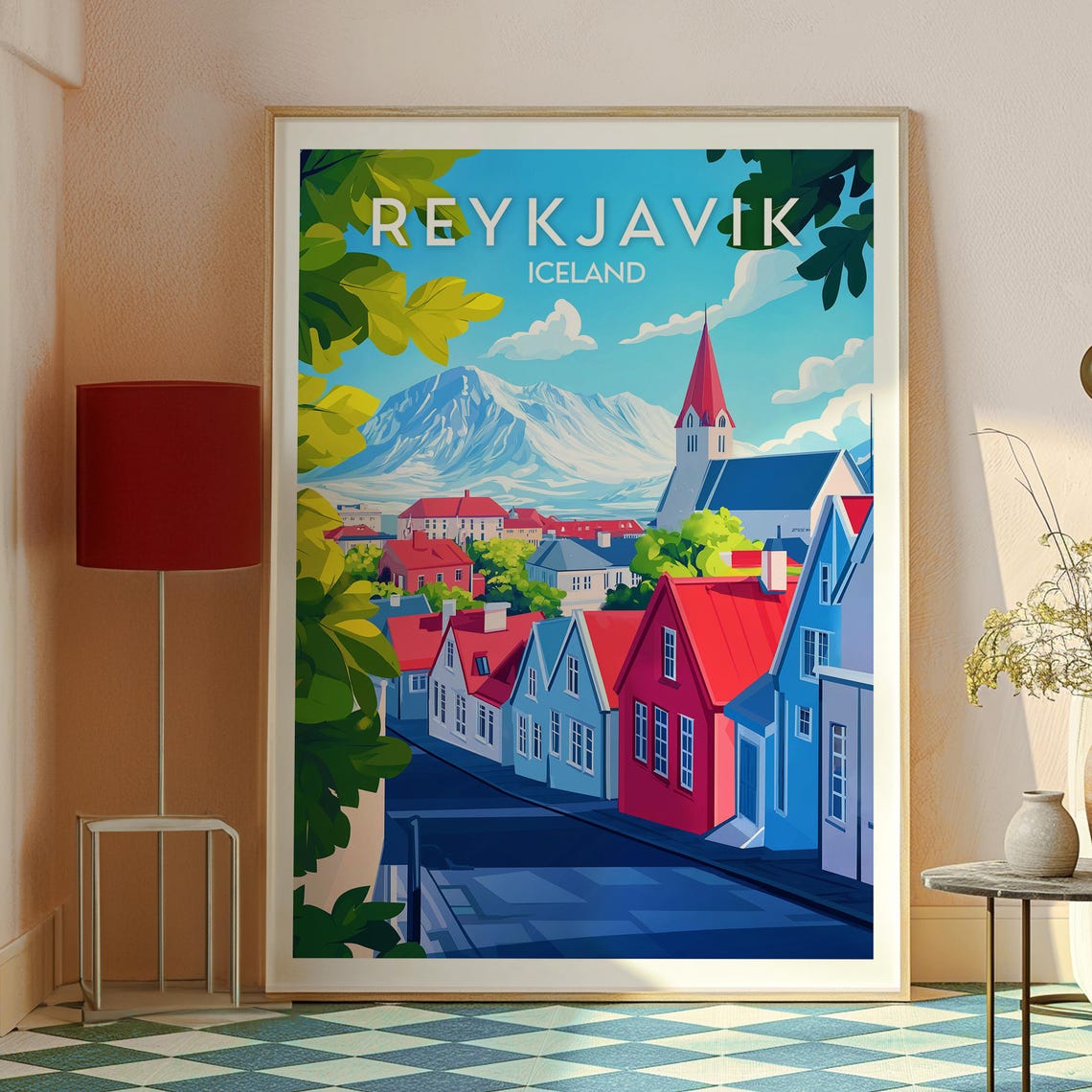 Reykjavik Iceland Cathedral Travel Poster Print - Image 2