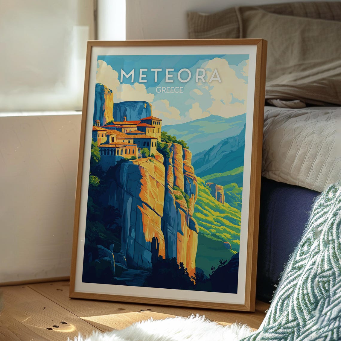 Meteora Greece Monastery Atop Towering Rock Pillars Travel Poster - Image 3