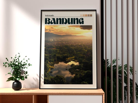 Bandung Travel Print Wall Art West Java Poster Backpacking Gift For Traveller Indonesia