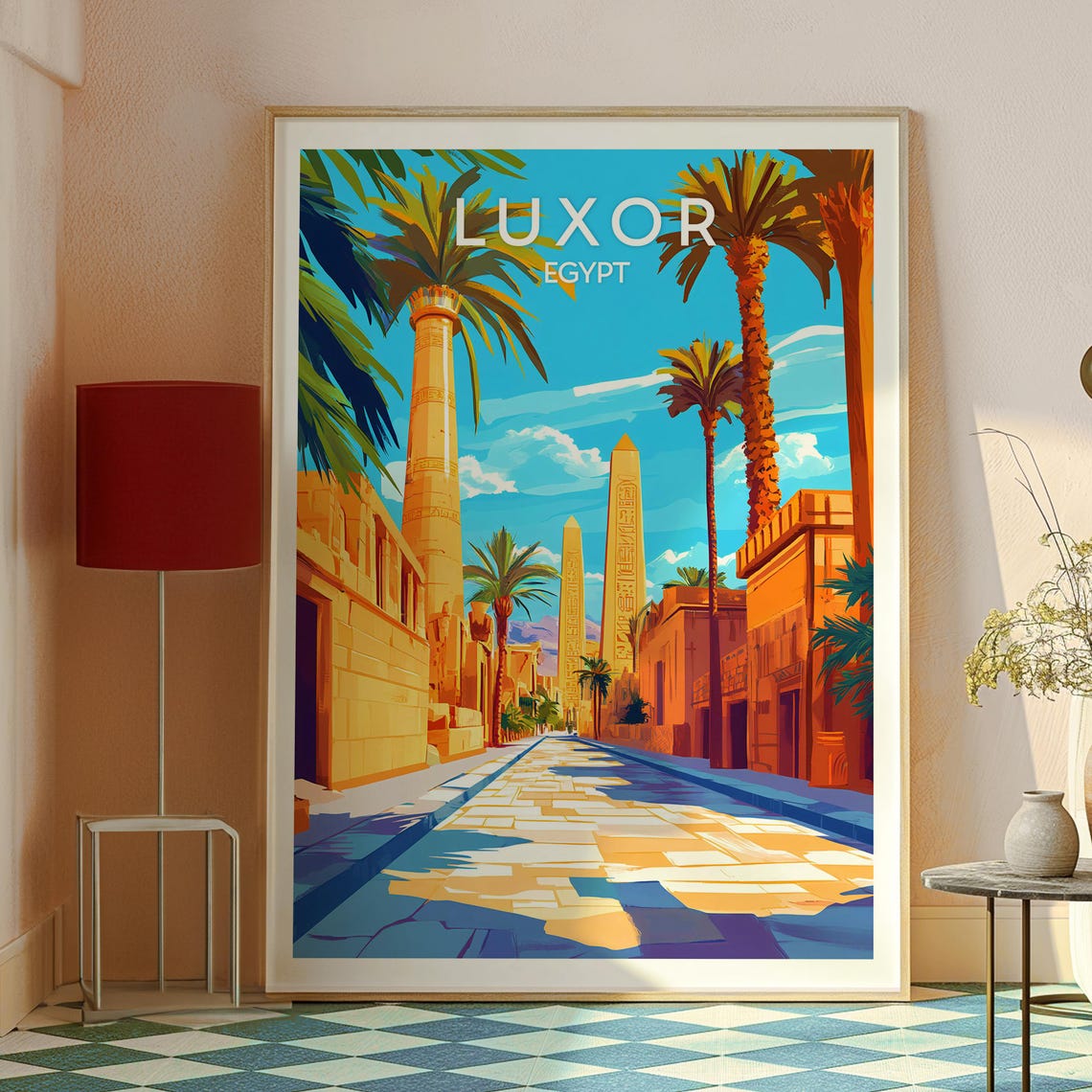 Luxor Egypt Ancient Temple Columns Palm Avenue Pharaoh History Poster - Image 2