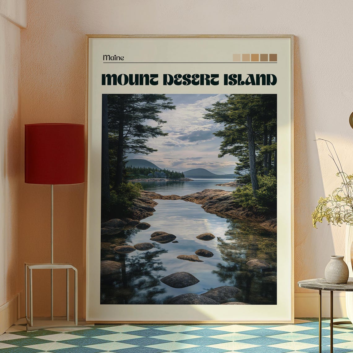 Mount Desert Island Maine Rocky Coast Pines Seascape Travel Poster - Image 2