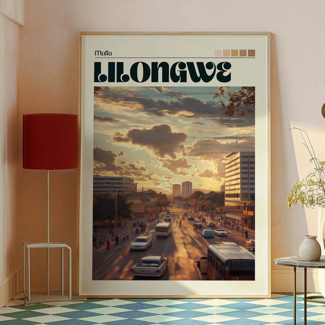 Lilongwe Poster Malawi Print Travel Wall Art Africa African Wildlife City - Image 2