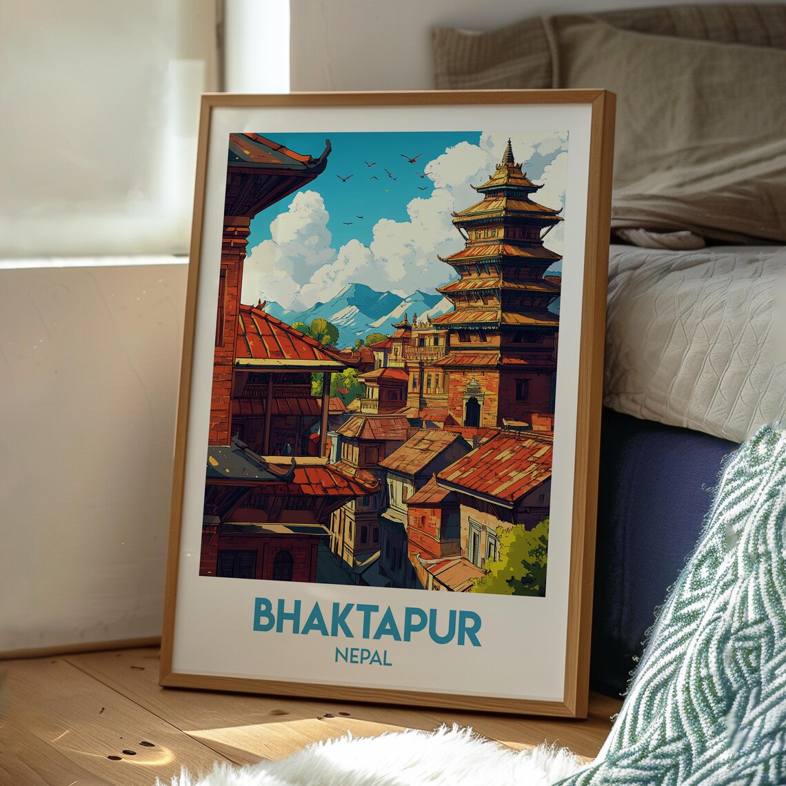 Bhaktapur Nepal Himalaya Sacred Temples Old Town Travel Poster - Image 3