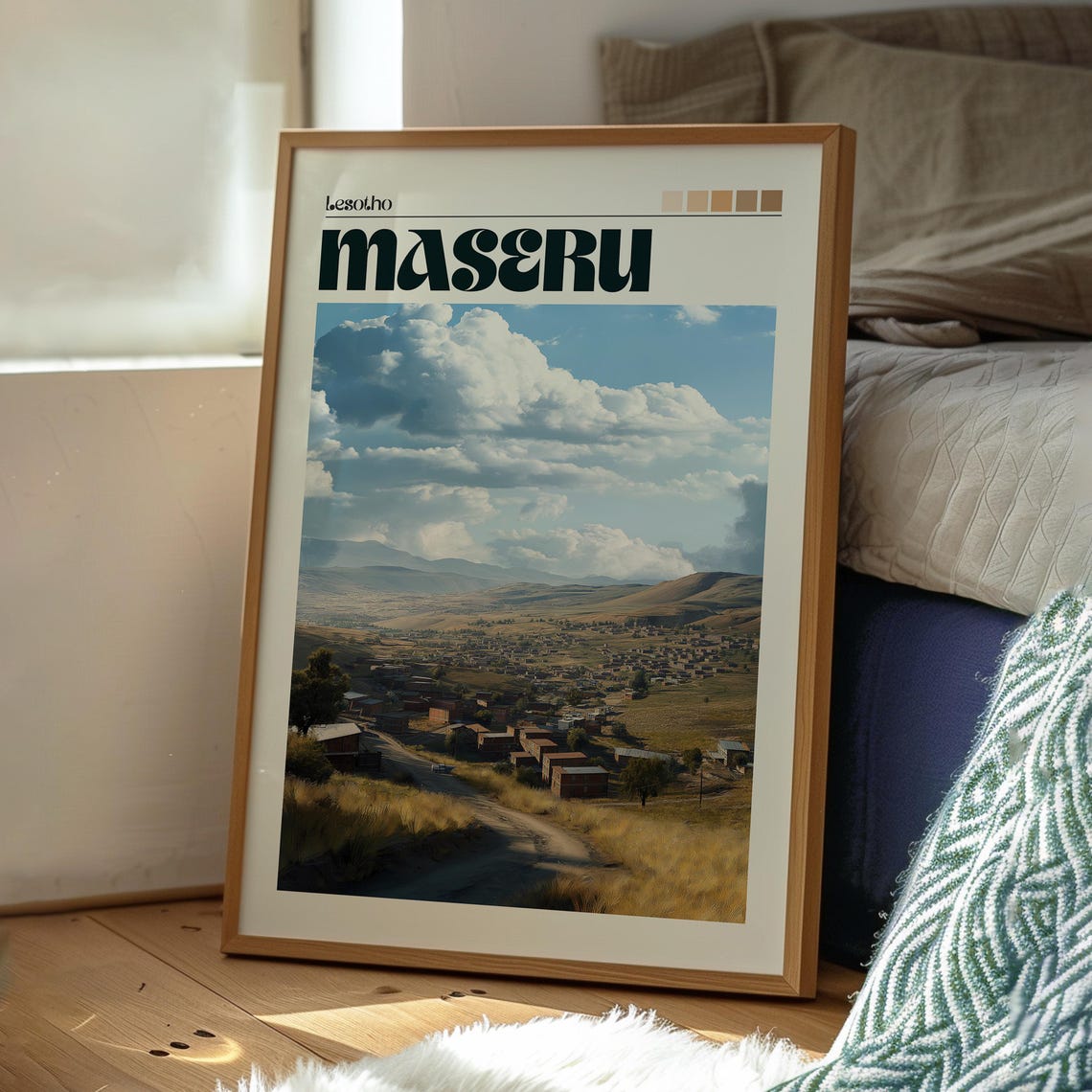 Maseru Lesotho African Highland Village Hillside View Poster - Image 3