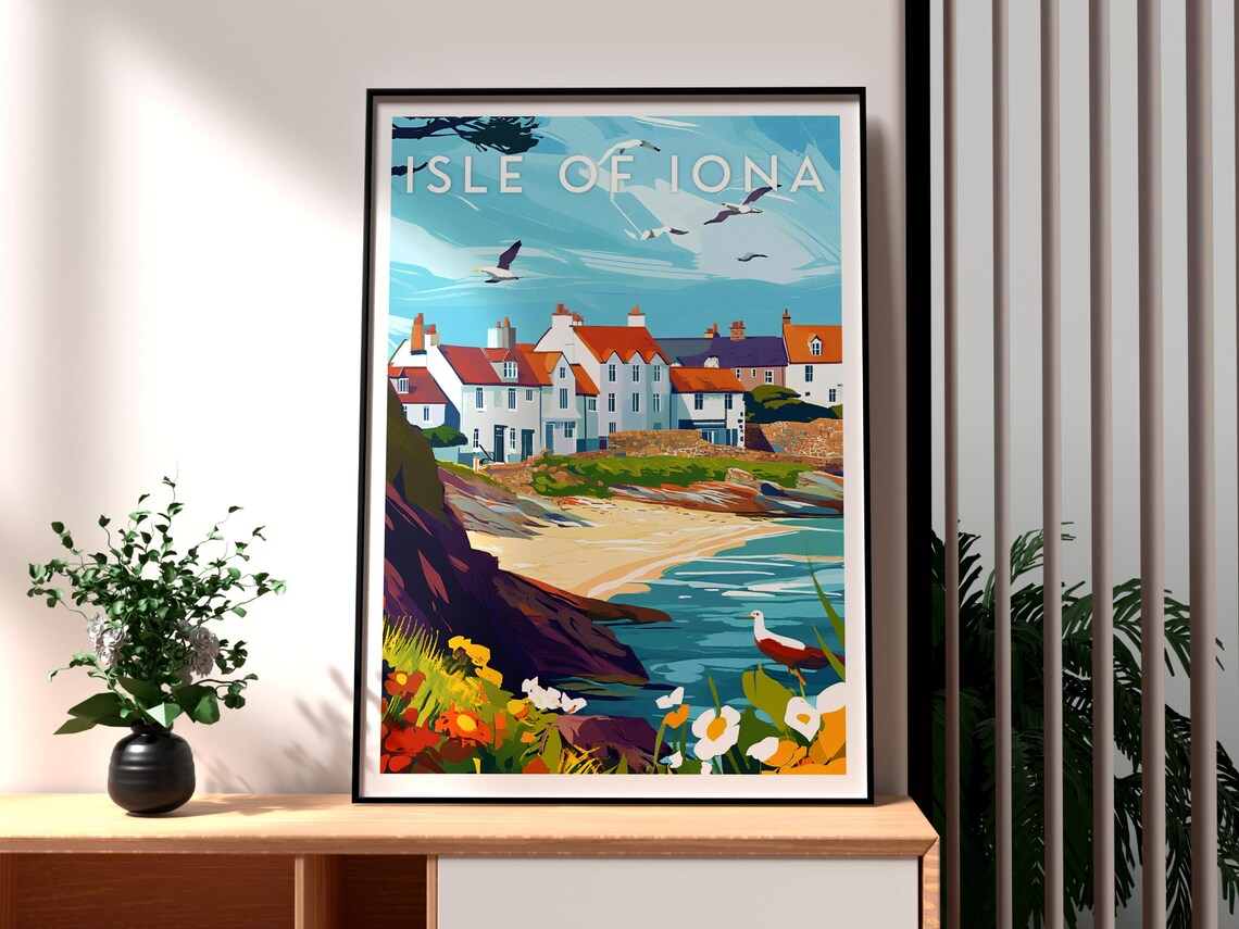 Isle of Iona Scotland Coastal Village Seagulls Sparkling Cove Poster