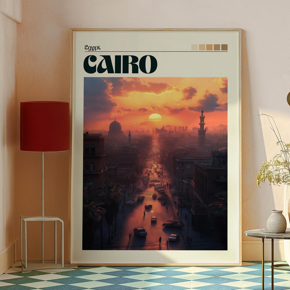 Cairo Poster Egypt Travel The Pyramids Art Print City Wall - Image 2