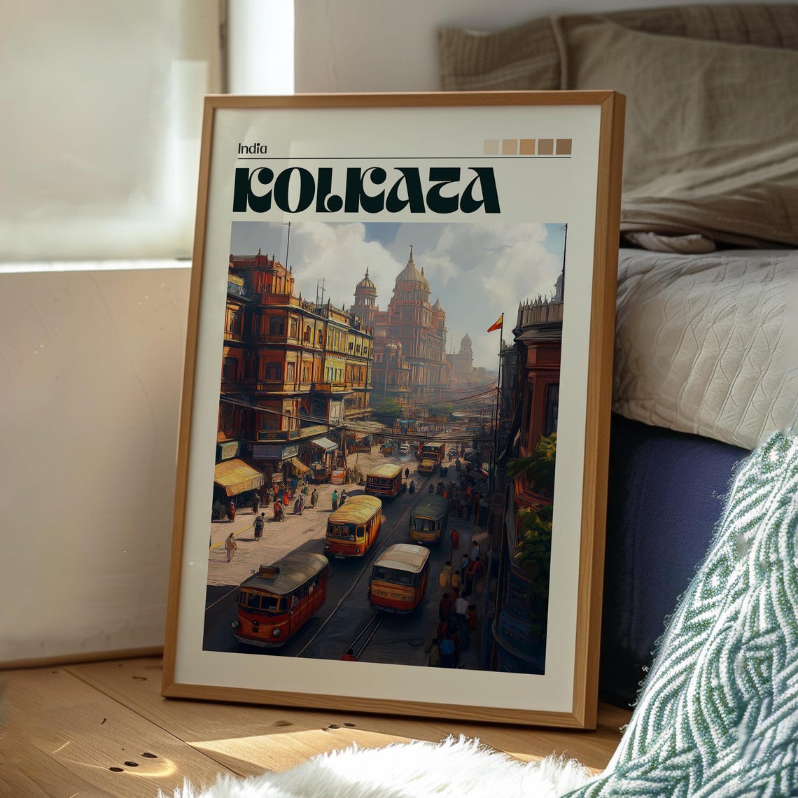 Kolkata India Colonial Street Tram Heritage Vintage Photo Poster - Image 3