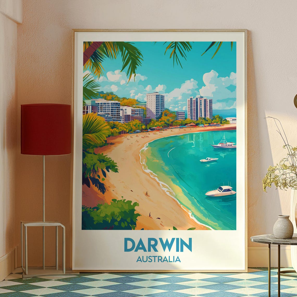 Darwin Australia Beachfront Retro Style Travel Destination Poster - Image 2