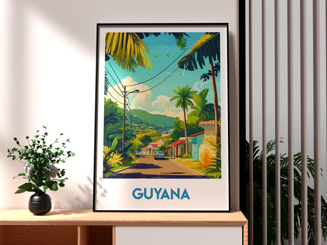 Guyana Poster Art Travel Print Wall Georgetown Backpacking South America