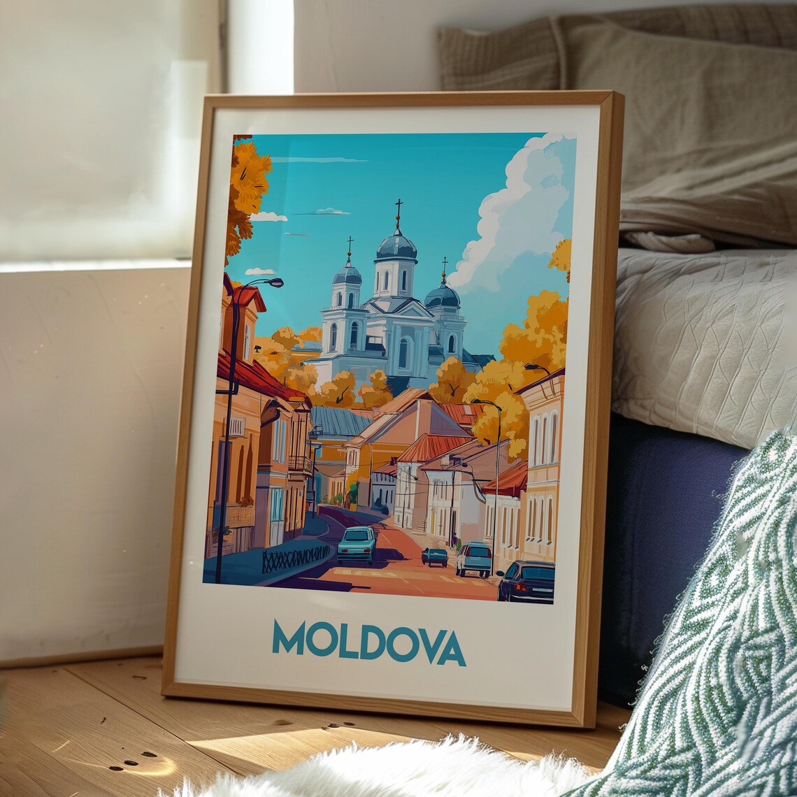 Moldova Cathedral Domes Historic Street Autumn Colors Travel Poster - Image 3