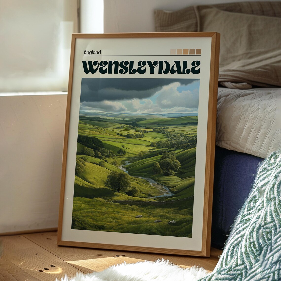 Wensleydale England Yorkshire Dales Green Valley Vintage Travel Poster - Image 3