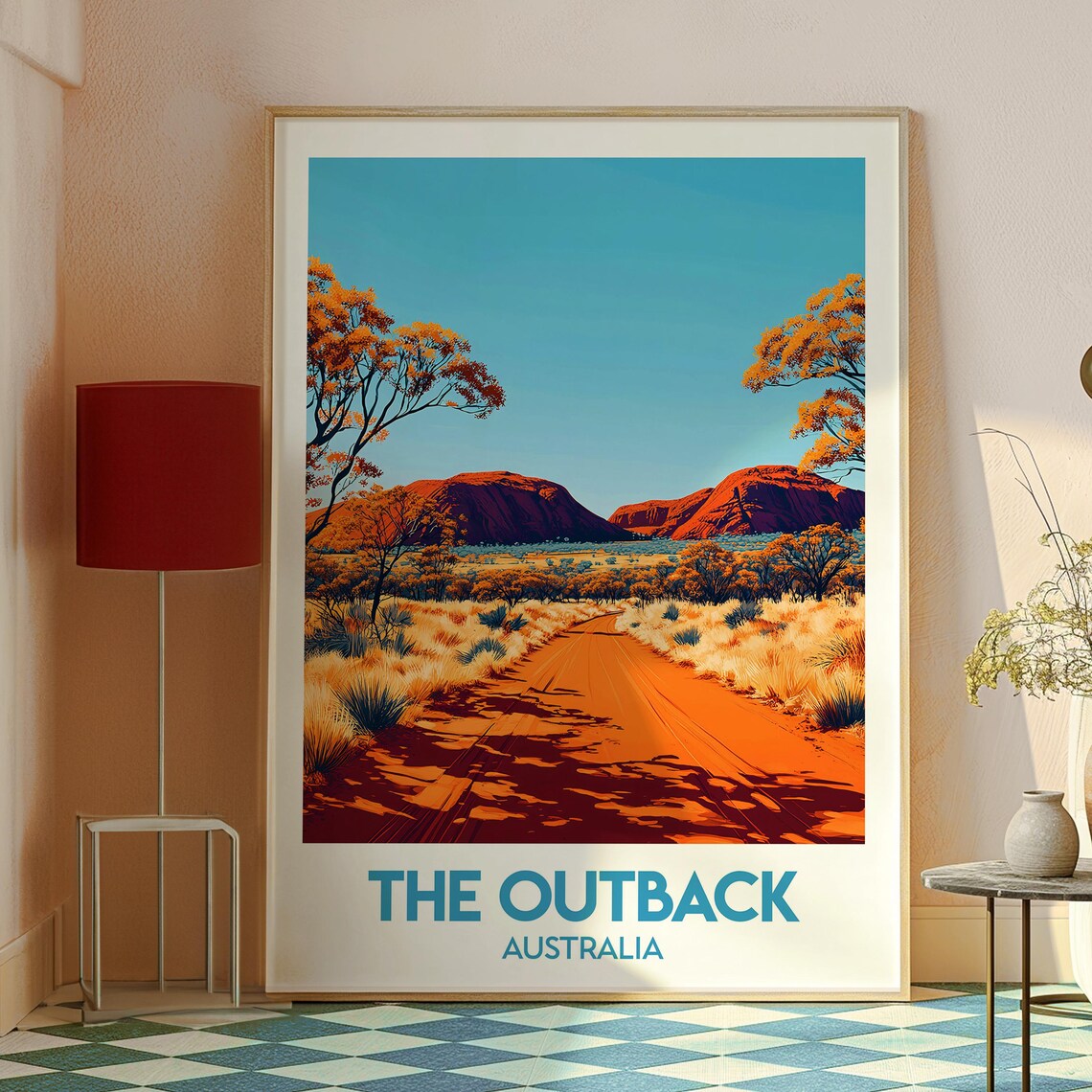 Australian Outback Red Desert Road Rock Buttes Travel Art Poster - Image 2