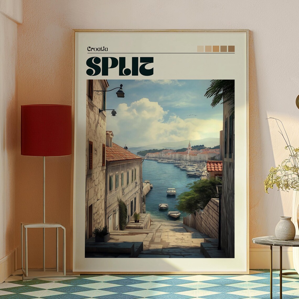Split Croatia Old Town Harbor Stone Alley Adriatic Sea Travel Poster - Image 2