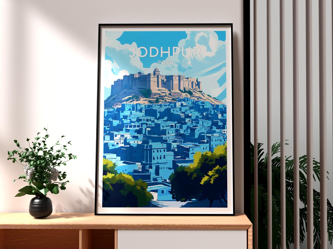 Jodhpur India Blue City Mehrangarh Sandstone Fort Travel Poster