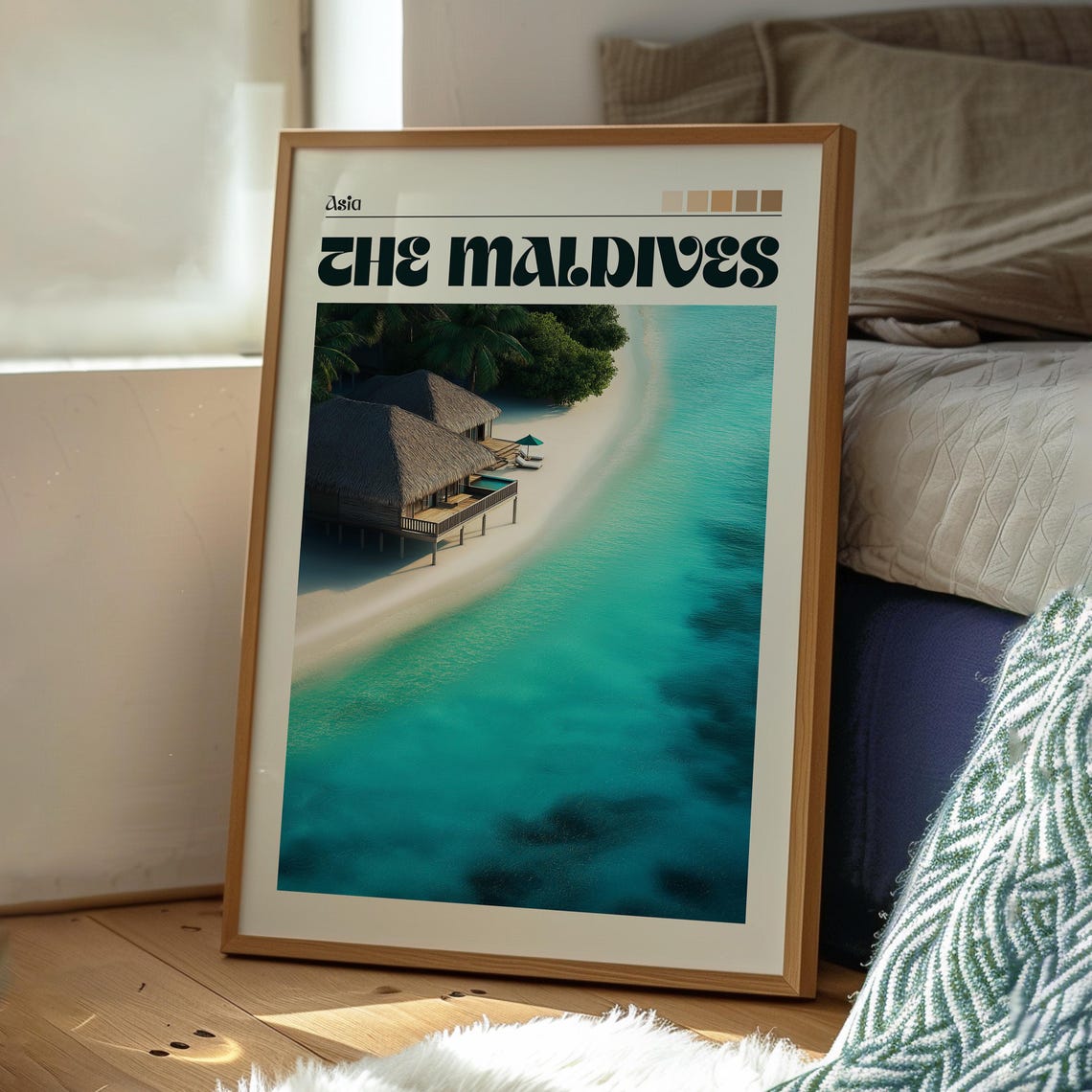 The Maldives Overwater Bungalow Turquoise Lagoon Travel Poster - Image 3