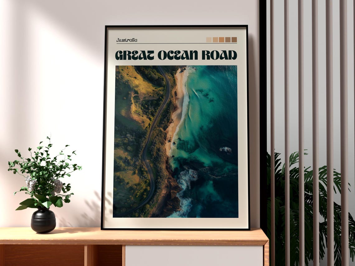 Great Ocean Road Australia Turquoise Aerial Coastline Poster