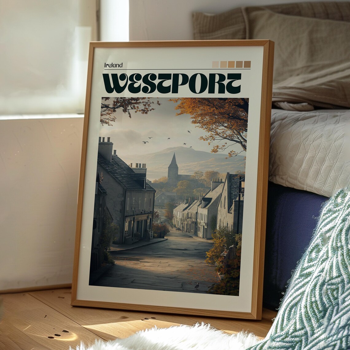 Westport Ireland Historic Town Street Autumn Sunset Travel Poster - Image 3
