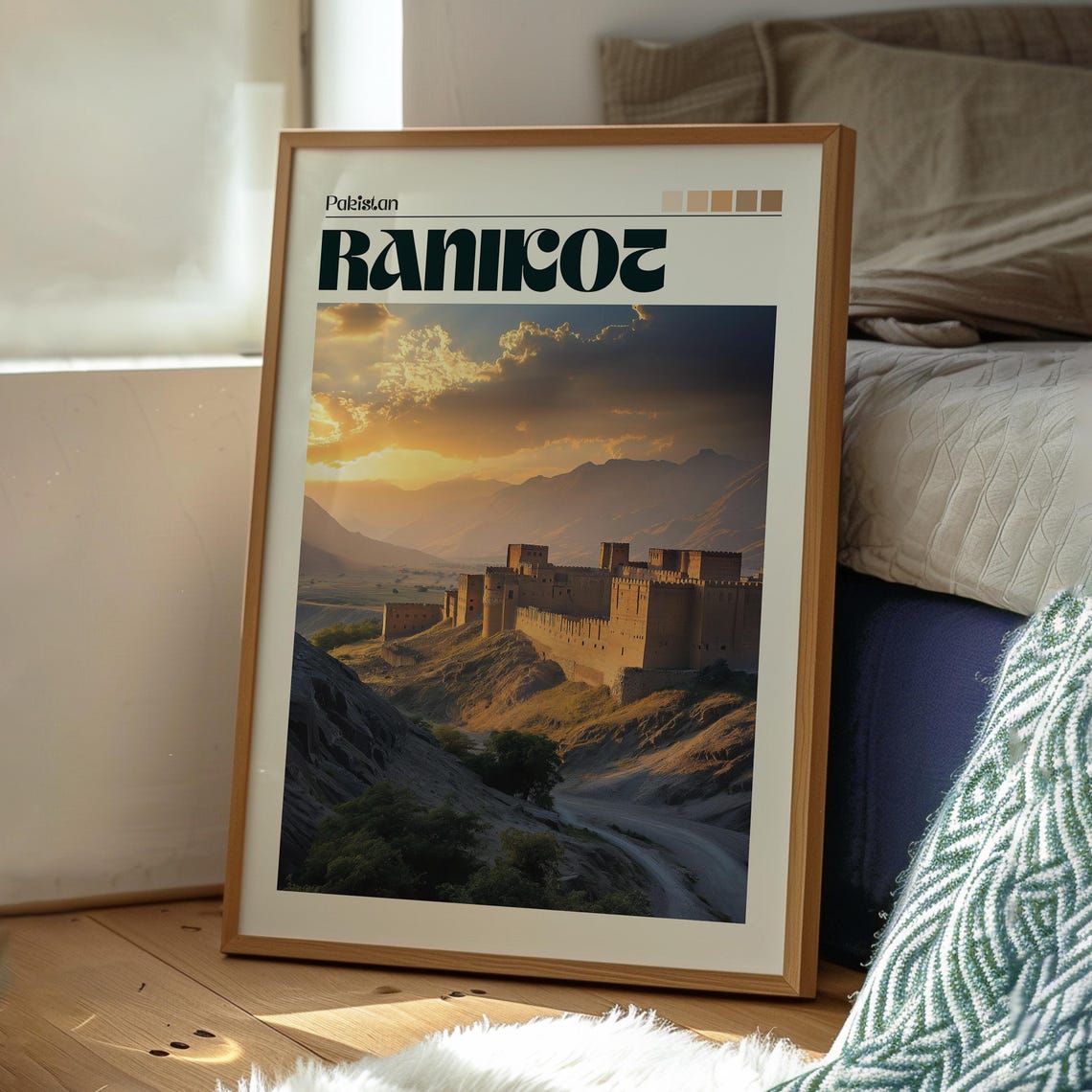 Ranikot Pakistan Ancient Fort Walls Sunset Retro Travel Poster - Image 3