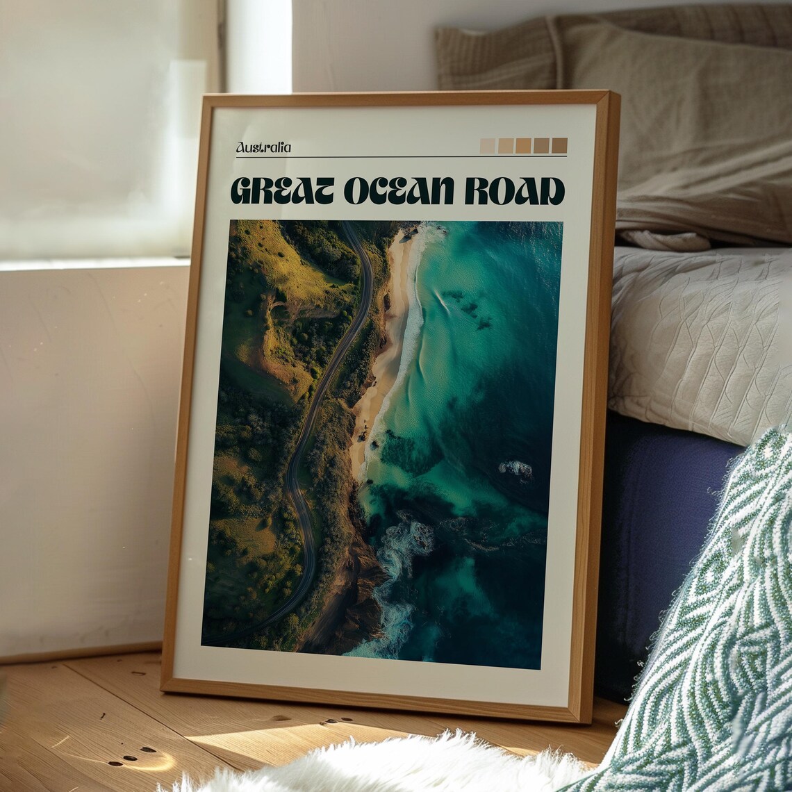 Great Ocean Road Australia Turquoise Aerial Coastline Poster - Image 3