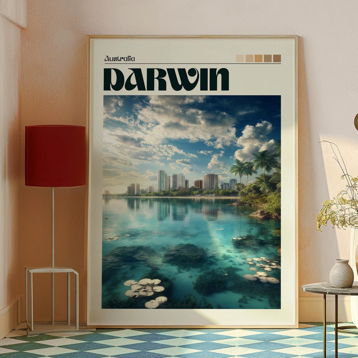 Darwin Australia Waterfront Skyline Turquoise Bay Travel Poster - Image 2